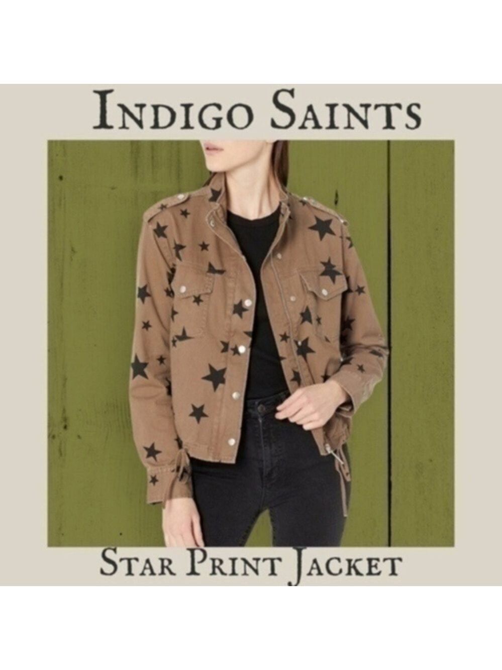 INDIGO SAINTS Garment Dye Stars Print Jacket